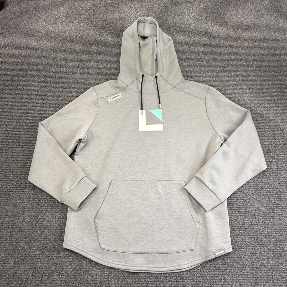 Legends Hoodie Mens XL Gray Pullover Kangaroo Pocket Stretch Logo Graphic